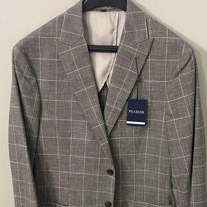 Jos. A. Bank Men's Blazer in Beige/Brown Check Pattern